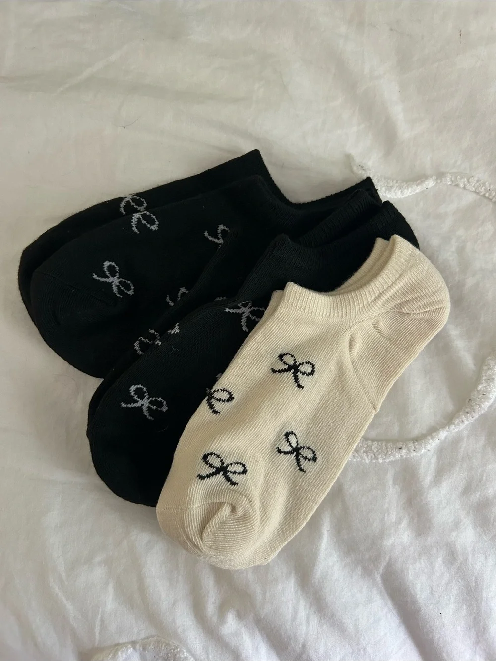 Women’s No-Show Sock 3-Pack in Black and Cream